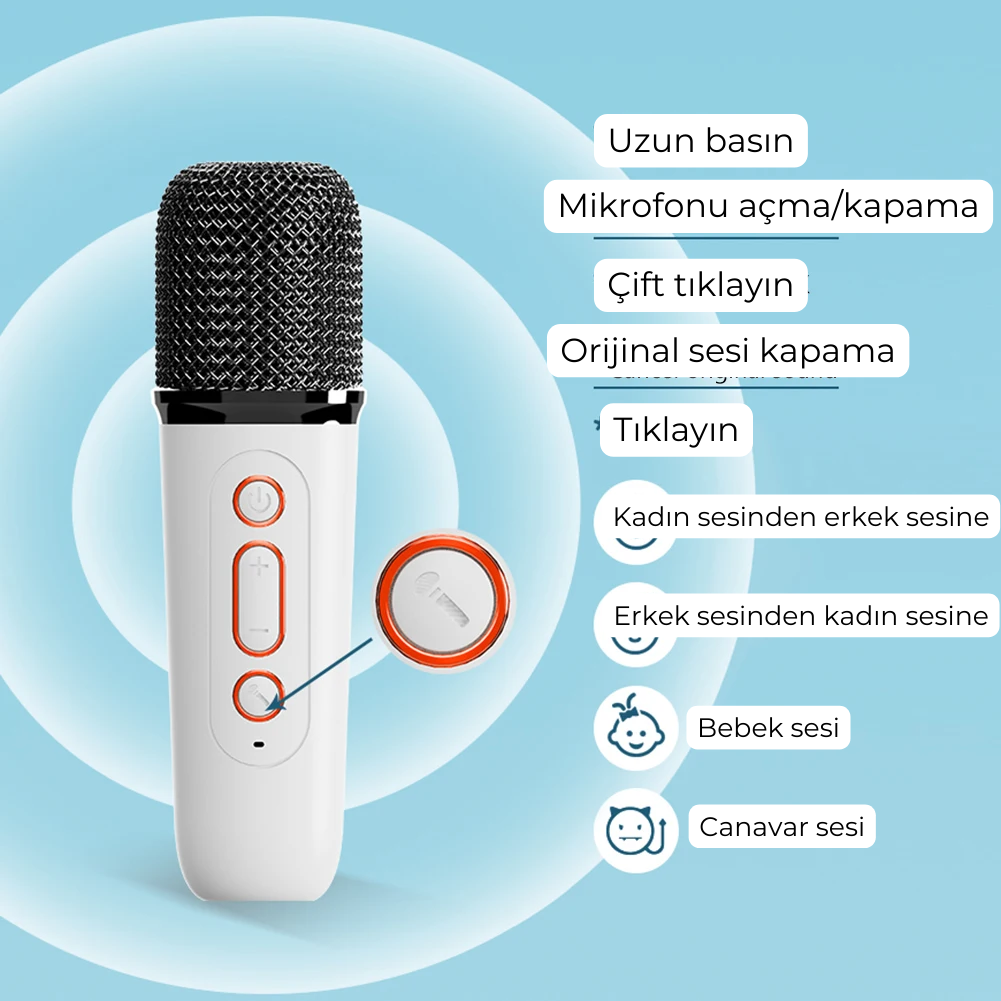 Palk Taşınabilir Bluetoothlu Mikrofonlu Karaoke Makinesi